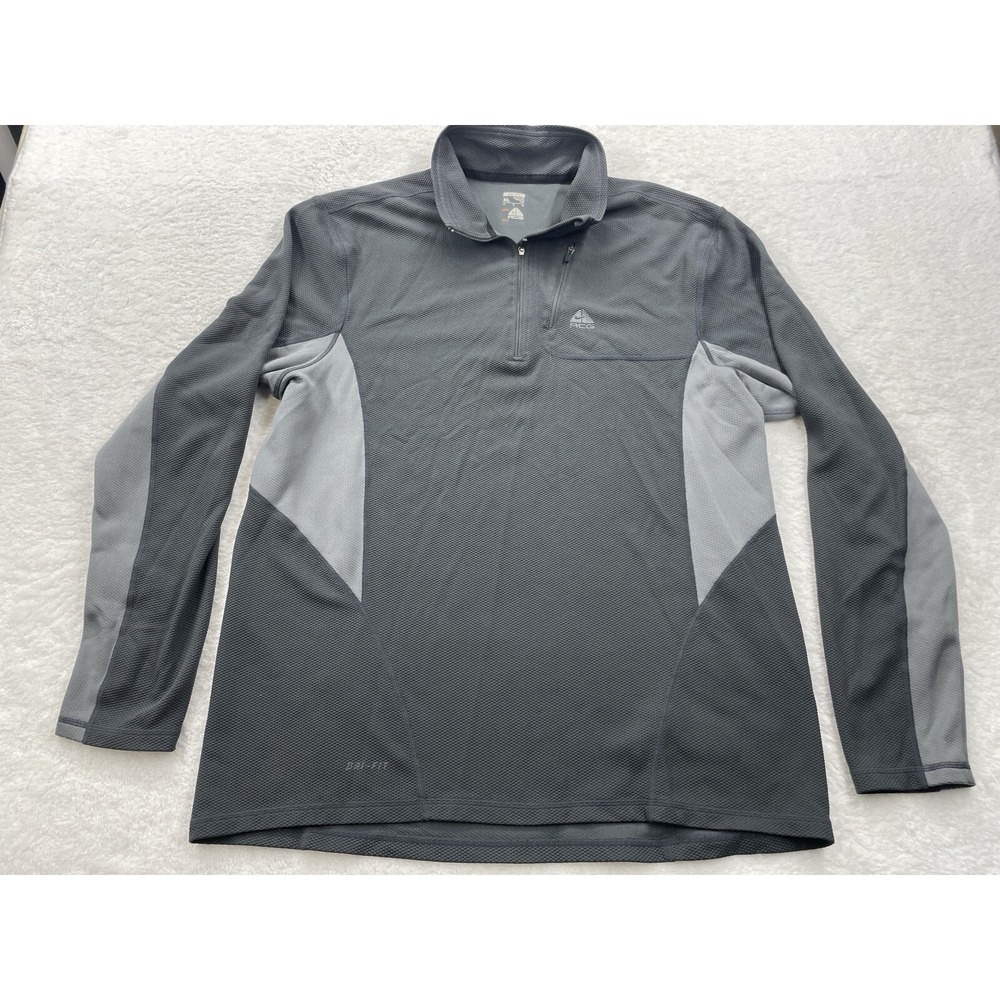 Nike ACG‎ Dri-FIT Quarter Zip Pullover Gray Textured Hiking Top Mens XL